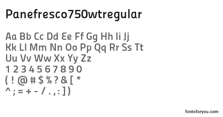 A fonte Panefresco750wtregular – alfabeto, números, caracteres especiais