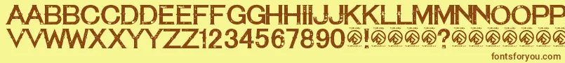 Шрифт TequilasunsetRegular – коричневые шрифты на жёлтом фоне