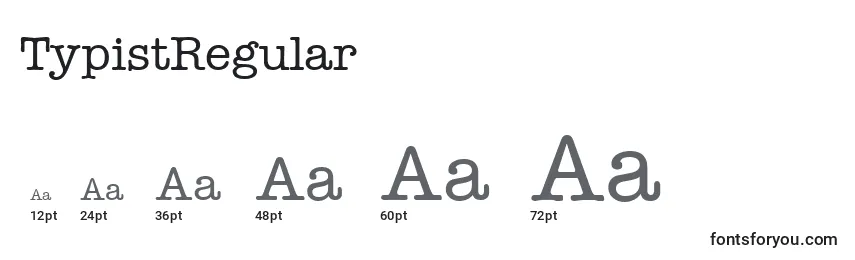Размеры шрифта TypistRegular