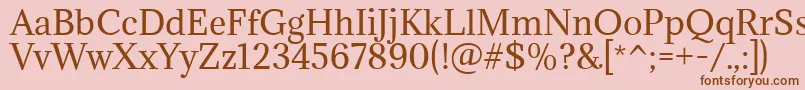 AdaminaRegular-Schriftart – Braune Schriften auf rosa Hintergrund
