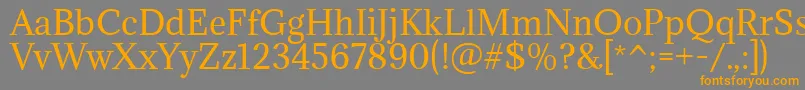 フォントAdaminaRegular – オレンジの文字は灰色の背景にあります。