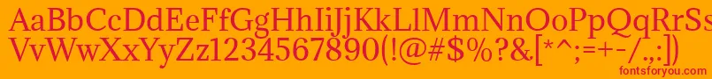 フォントAdaminaRegular – オレンジの背景に赤い文字