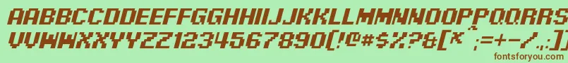 フォントPixelDigivolveItalic – 緑の背景に茶色のフォント