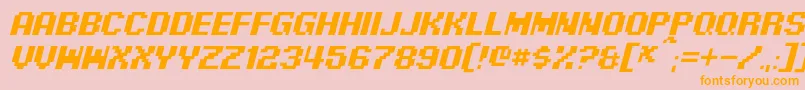 PixelDigivolveItalic Font – Orange Fonts on Pink Background