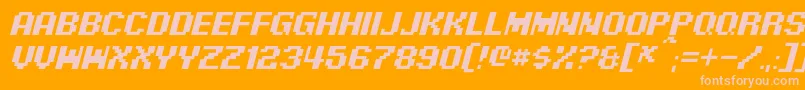 PixelDigivolveItalic-Schriftart – Rosa Schriften auf orangefarbenem Hintergrund