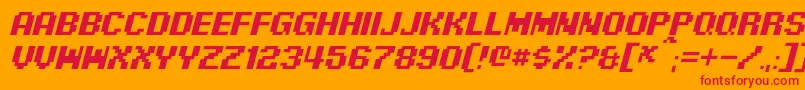 PixelDigivolveItalic Font – Red Fonts on Orange Background