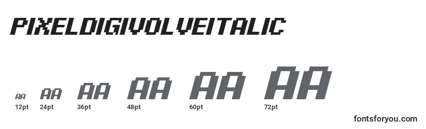 Размеры шрифта PixelDigivolveItalic