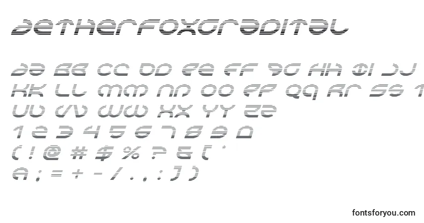 Schriftart Aetherfoxgradital – Alphabet, Zahlen, spezielle Symbole