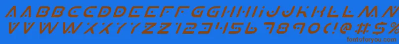 PlanetXItalic-fontti – ruskeat fontit sinisellä taustalla