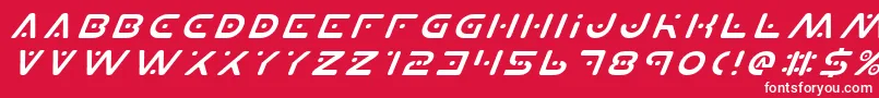PlanetXItalic-fontti – valkoiset fontit punaisella taustalla