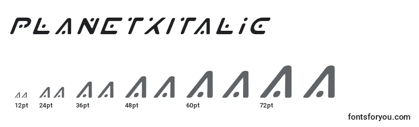 Размеры шрифта PlanetXItalic