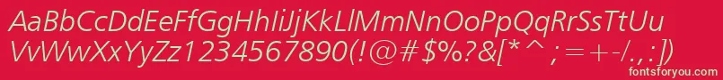 Шрифт Humanist777LightItalicBt – зелёные шрифты на красном фоне