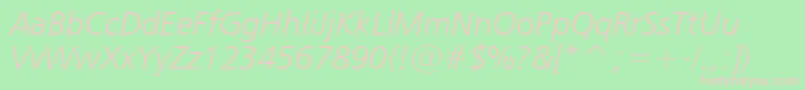 Humanist777LightItalicBt Font – Pink Fonts on Green Background