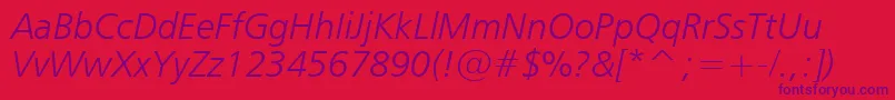 Humanist777LightItalicBt Font – Purple Fonts on Red Background