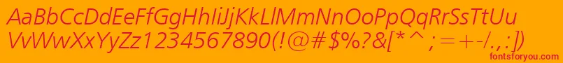 Humanist777LightItalicBt-Schriftart – Rote Schriften auf orangefarbenem Hintergrund