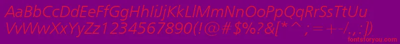 Humanist777LightItalicBt Font – Red Fonts on Purple Background