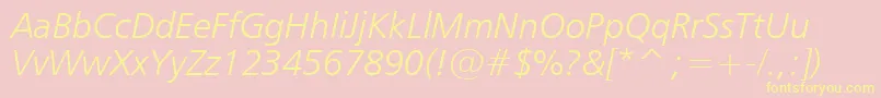 Humanist777LightItalicBt Font – Yellow Fonts on Pink Background