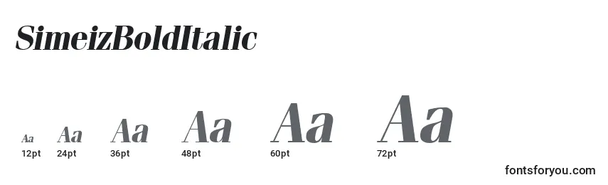 Размеры шрифта SimeizBoldItalic