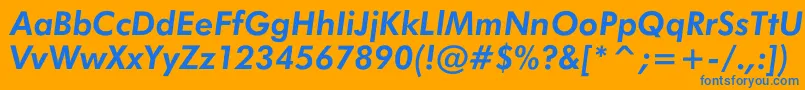 JensenBoldItalic-Schriftart – Blaue Schriften auf orangefarbenem Hintergrund