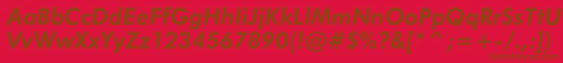JensenBoldItalic-Schriftart – Braune Schriften auf rotem Hintergrund