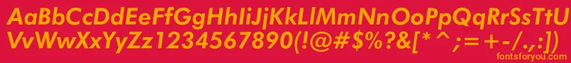 フォントJensenBoldItalic – 赤い背景にオレンジの文字