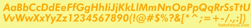 フォントJensenBoldItalic – オレンジの文字が黄色の背景にあります。