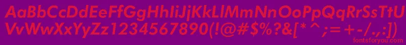 Fonte JensenBoldItalic – fontes vermelhas em um fundo violeta
