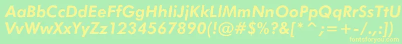 JensenBoldItalic-Schriftart – Gelbe Schriften auf grünem Hintergrund