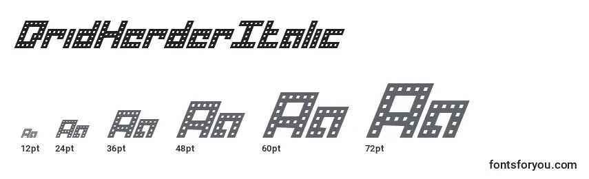 DridHerderItalic Font Sizes