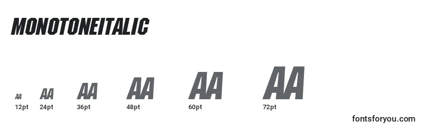 MonotoneItalic Font Sizes