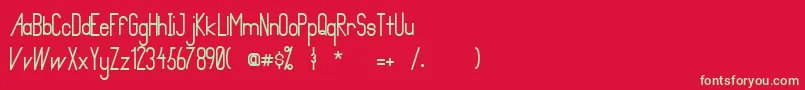 フォントPrimadonaBold – 赤い背景に緑の文字