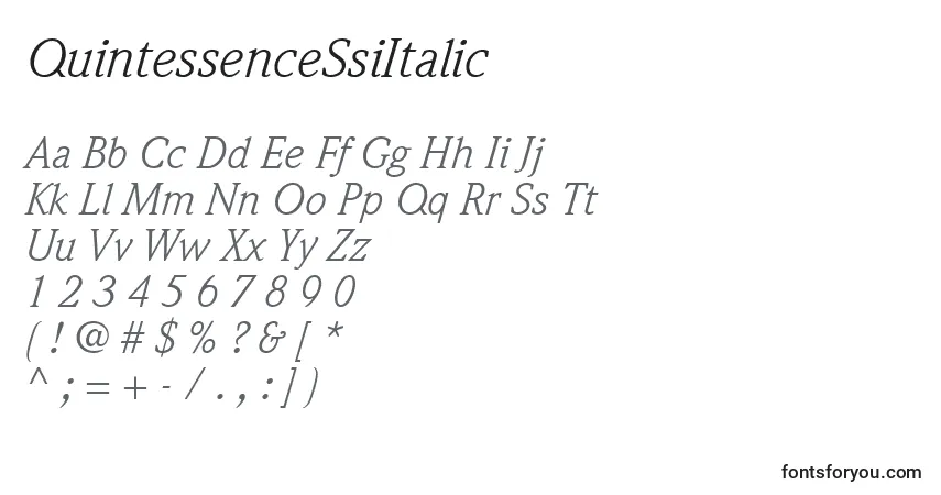 QuintessenceSsiItalic-fontti – aakkoset, numerot, erikoismerkit