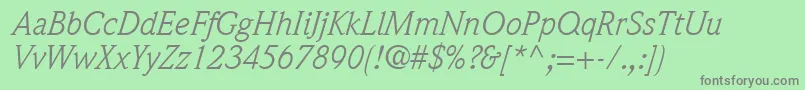 QuintessenceSsiItalic Font – Gray Fonts on Green Background