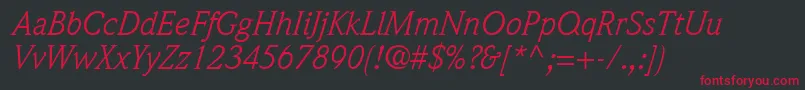 QuintessenceSsiItalic Font – Red Fonts on Black Background
