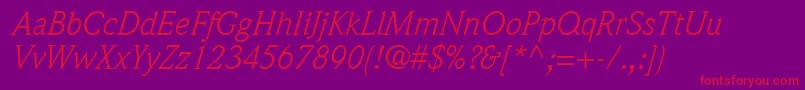 QuintessenceSsiItalic Font – Red Fonts on Purple Background