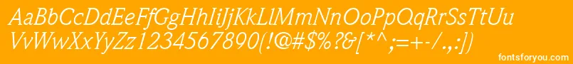 フォントQuintessenceSsiItalic – オレンジの背景に白い文字