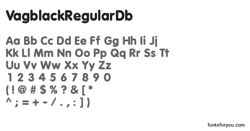 A fonte VagblackRegularDb – alfabeto, números, caracteres especiais