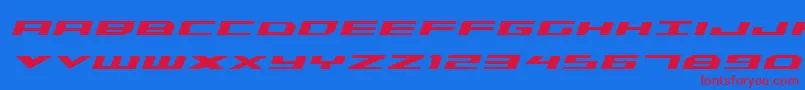 Triremeboldital-Schriftart – Rote Schriften auf blauem Hintergrund