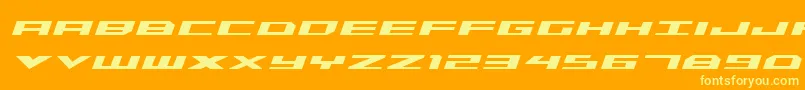 Triremeboldital-Schriftart – Gelbe Schriften auf orangefarbenem Hintergrund