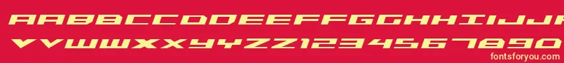Triremeboldital-Schriftart – Gelbe Schriften auf rotem Hintergrund