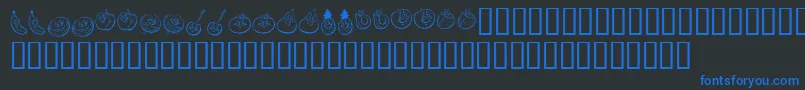 KrHappyFruit-Schriftart – Blaue Schriften auf schwarzem Hintergrund