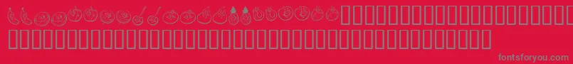 KrHappyFruit-Schriftart – Graue Schriften auf rotem Hintergrund