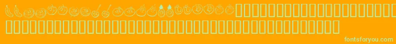 KrHappyFruit-Schriftart – Grüne Schriften auf orangefarbenem Hintergrund