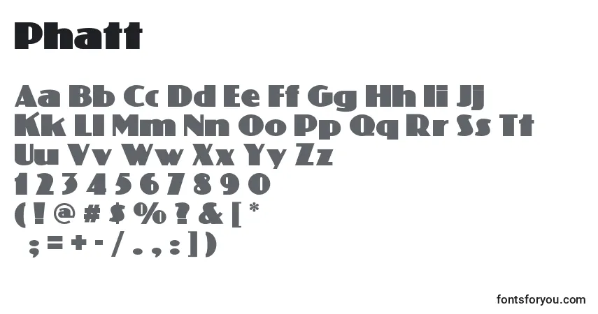 Schriftart Phatt – Alphabet, Zahlen, spezielle Symbole