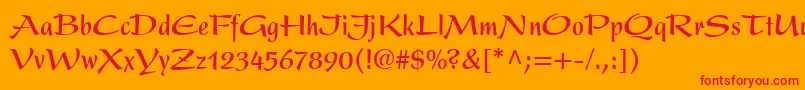 PresentLtBoldCondensed-Schriftart – Rote Schriften auf orangefarbenem Hintergrund