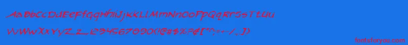 ArilonItalic-Schriftart – Rote Schriften auf blauem Hintergrund