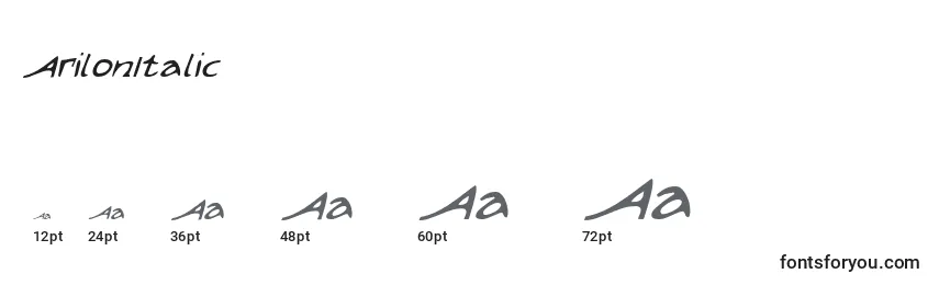Размеры шрифта ArilonItalic