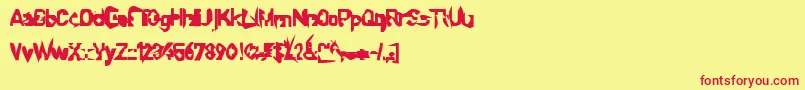 Sprutfest-Schriftart – Rote Schriften auf gelbem Hintergrund