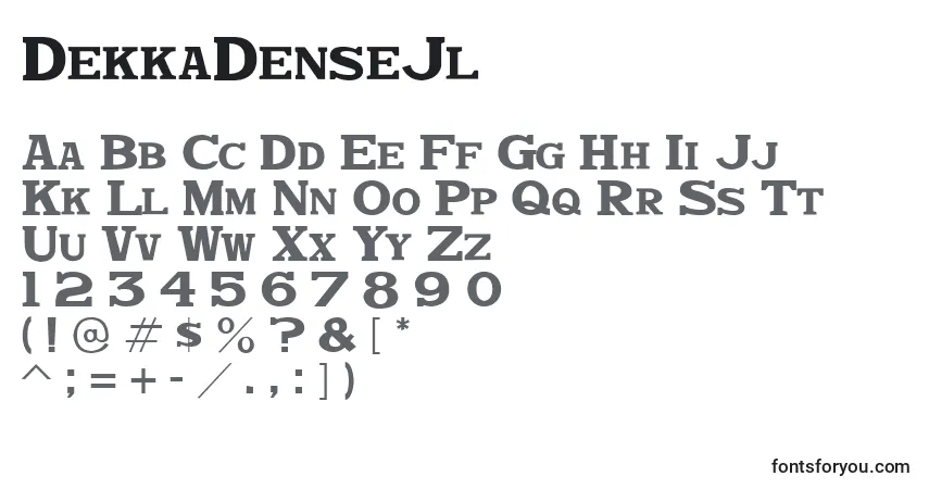 A fonte DekkaDenseJl – alfabeto, números, caracteres especiais