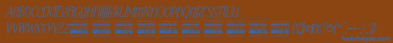 Falkinserifitalicpersonal-Schriftart – Blaue Schriften auf braunem Hintergrund